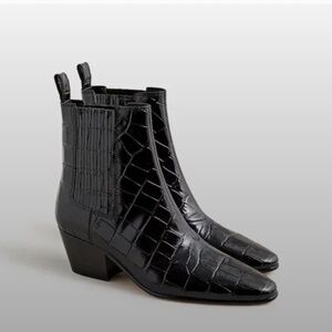 J Crew black croc embossed Chelsea boots size 8.5